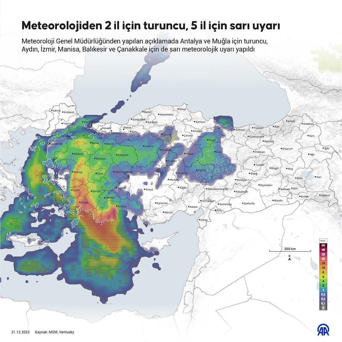 Meteorolojiden 2 il için turuncu, 5 il için sarı uyarı