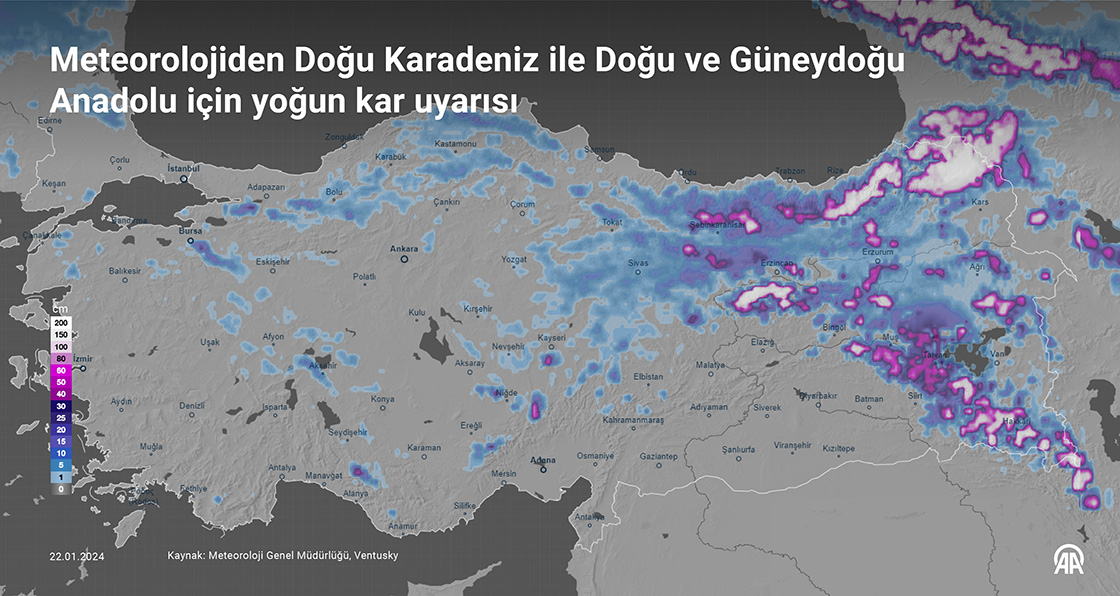 Meteorolojiden Doğu Karadeniz ile Doğu ve Güneydoğu Anadolu için yoğun kar uyarısı