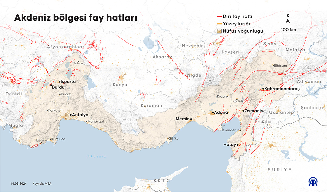 Akdeniz bölgesi fay hatları