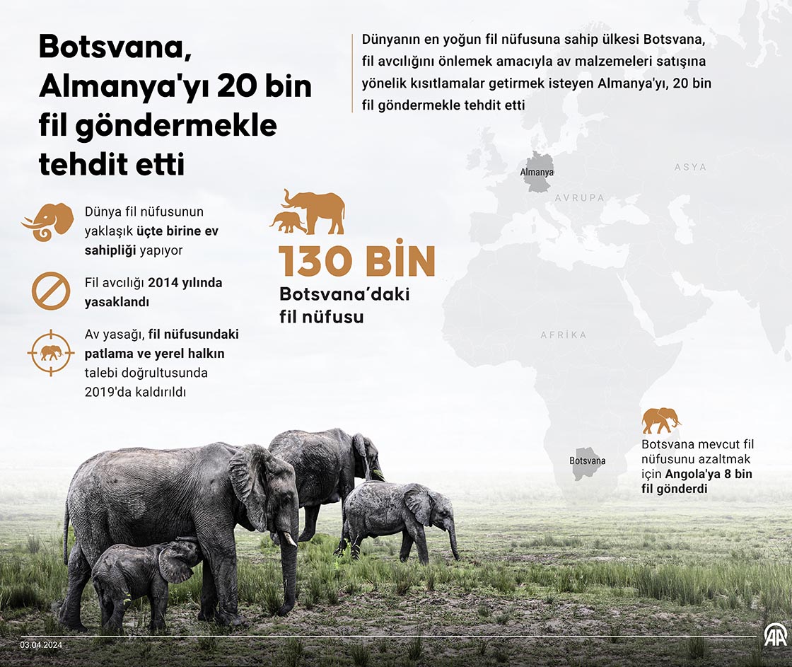 Botsvana, Almanya'yı 20 bin fil göndermekle tehdit etti