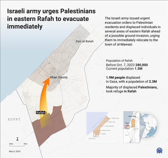 Israeli army urges Palestinians in eastern Rafah to evacuate immediately