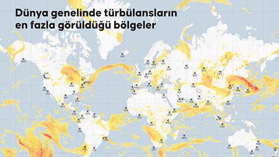 Dünya genelinde türbülansların en fazla görüldüğü bölgeler