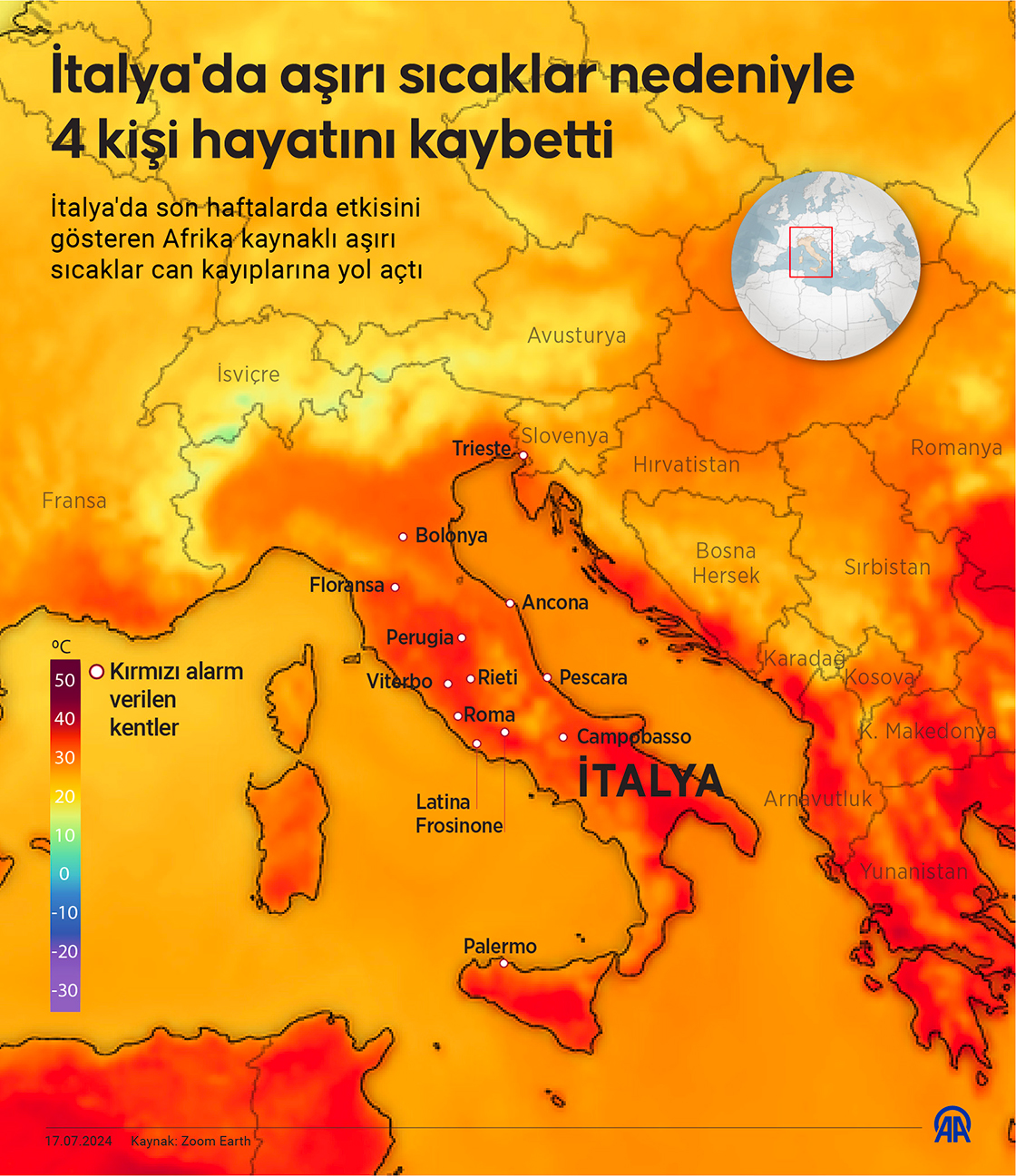 İtalya'da aşırı sıcaklar nedeniyle 4 kişi hayatını kaybetti