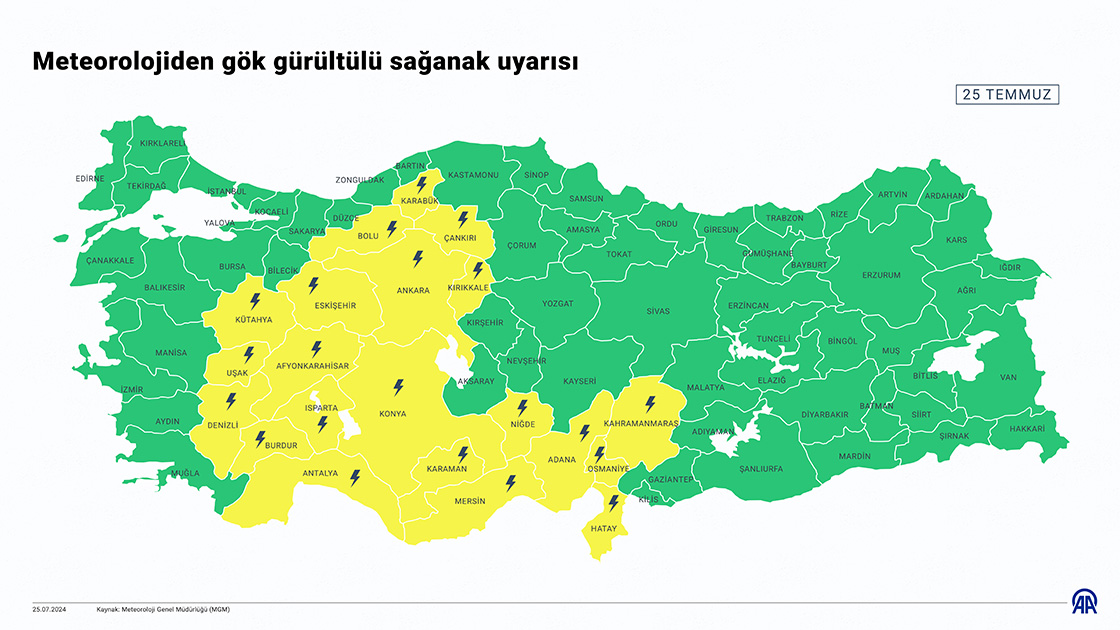 Meteorolojiden gök gürültülü sağanak uyarısı