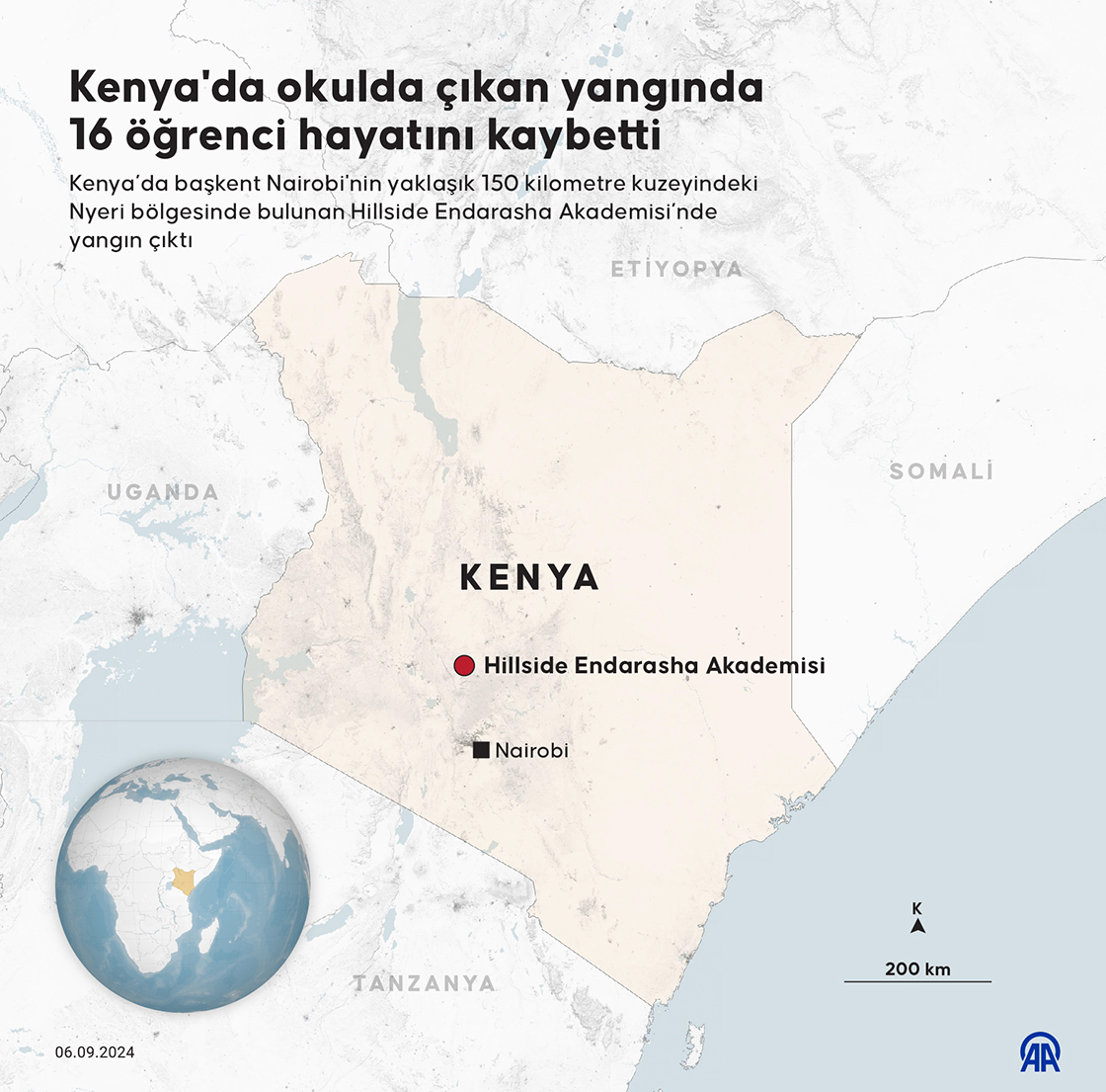 Kenya'da okulda çıkan yangında 16 öğrenci hayatını kaybetti