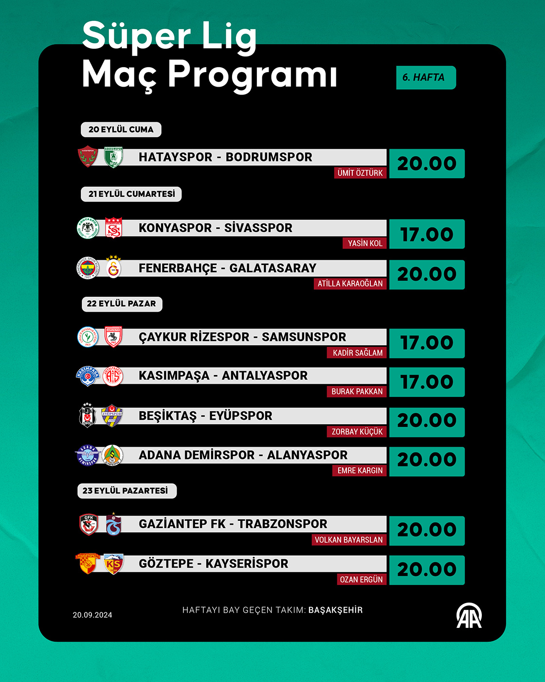 Süper Lig 6. hafta programı