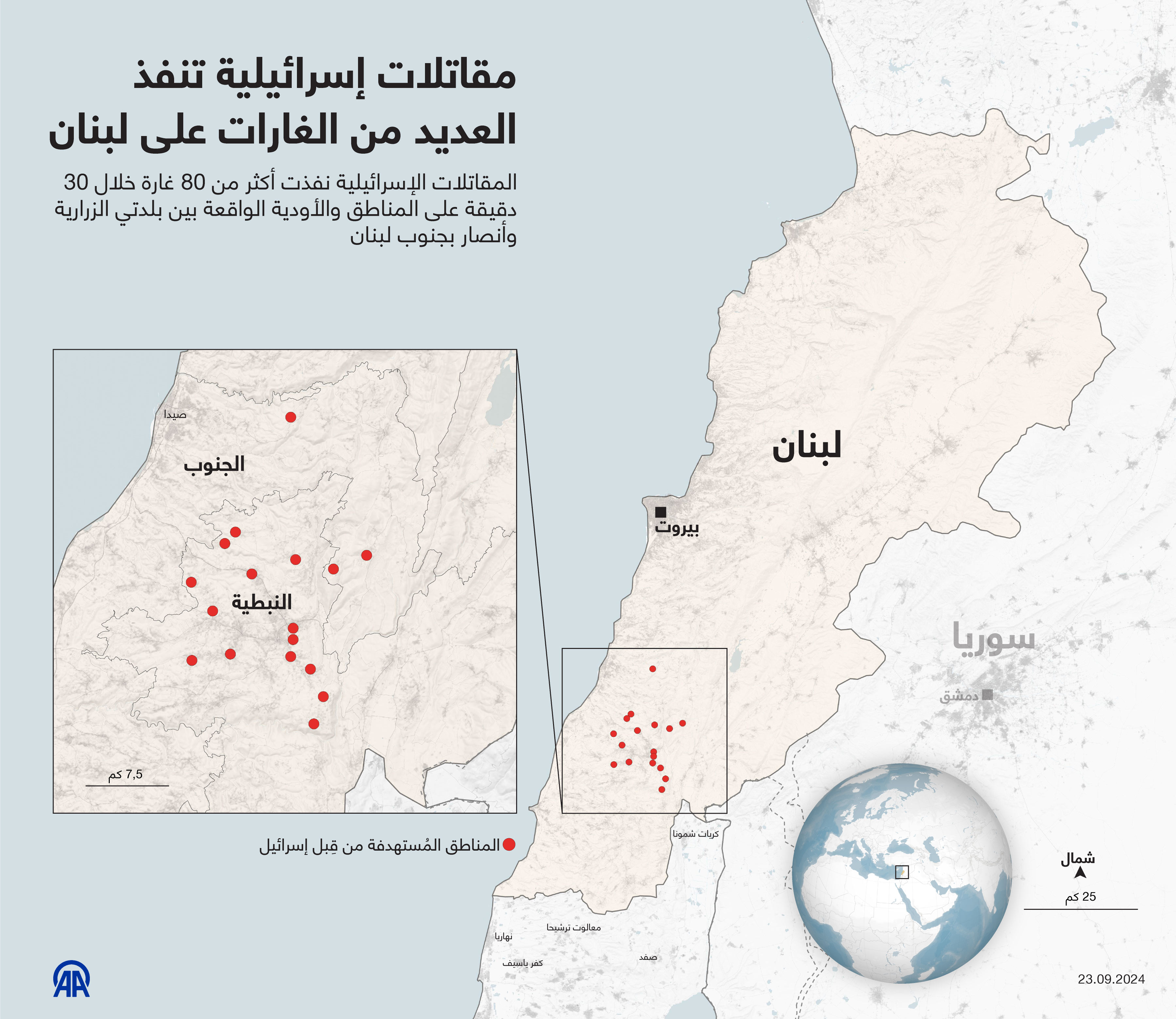 مقاتلات إسرائيلية تنفذ العديد من الغارات على لبنان