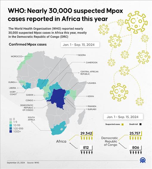 WHO: Nearly 30,000 suspected Mpox cases reported in Africa this year