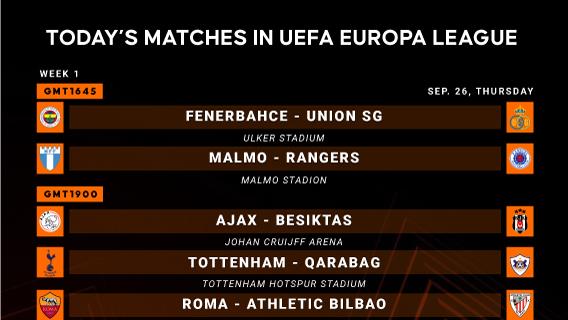 Today’s matches in UEFA Europa League