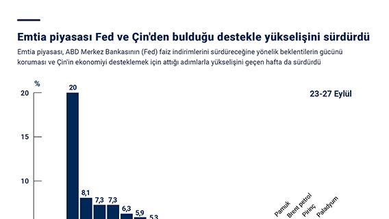 Emtia piyasası Fed ve Çin'den bulduğu destekle yükselişini sürdürdü