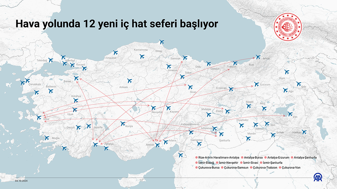 Hava yolunda 12 yeni iç hat seferi başlıyor