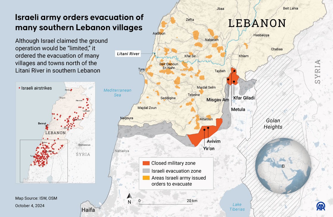 Israeli army orders evacuation of many southern Lebanon villages