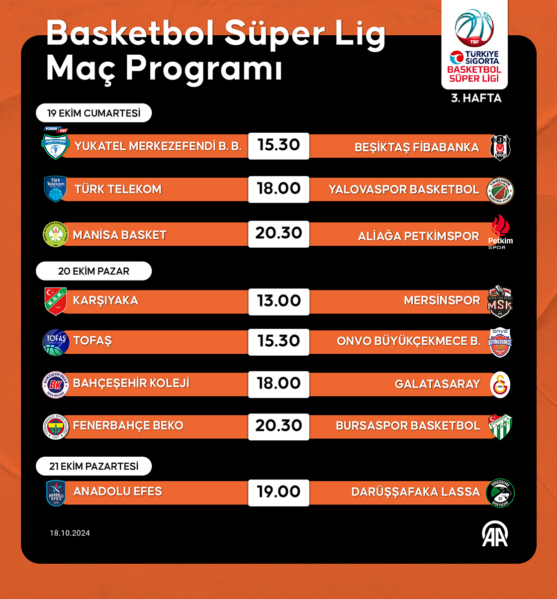 Basketbol Süper Lig maç programı