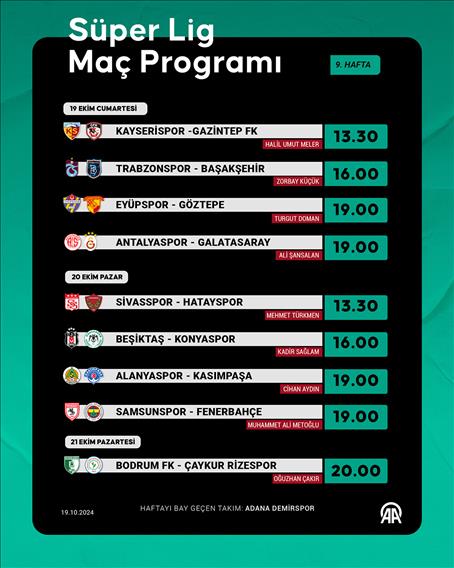 Süper Lig 9. hafta programı