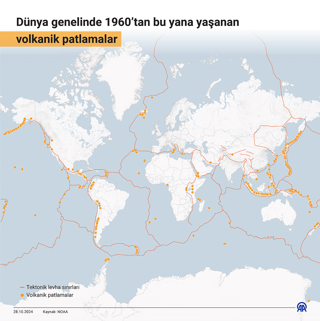 Dünya genelinde 1960’tan bu yana yaşanan volkanik patlamalar