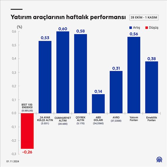 Yatırım araçlarının haftalık performansı