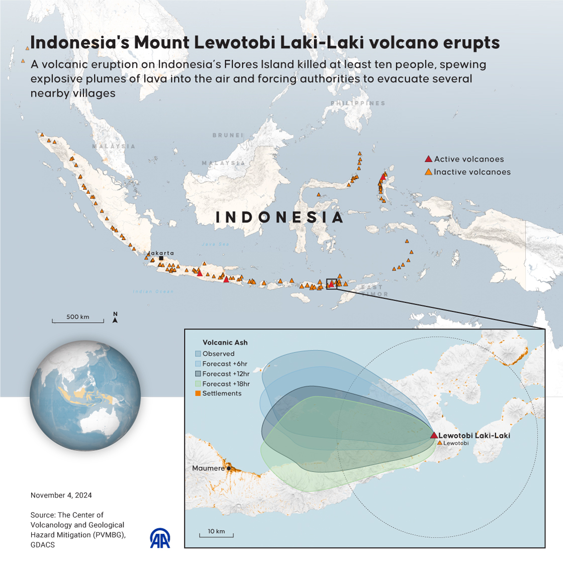 Indonesia's Mount Lewotobi Laki-Laki volcano erupts