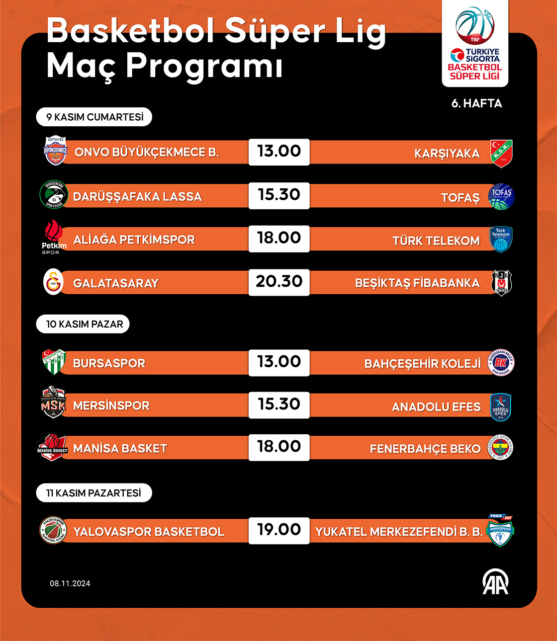 Basketbol Süper Lig Maç Programı