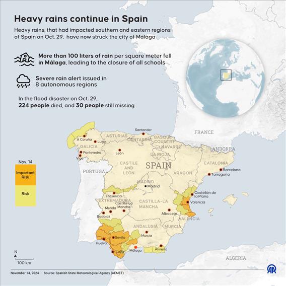 Heavy rains continue in Spain