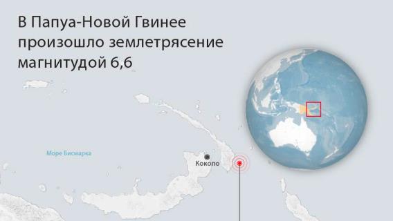 В Папуа Новой-Гвинее произошло землетрясение магнитудой 6,6