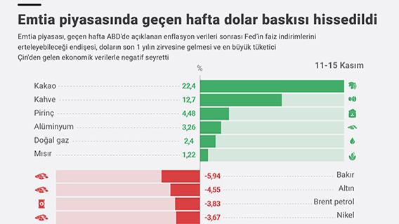 Emtia piyasasında geçen hafta dolar baskısı hissedildi