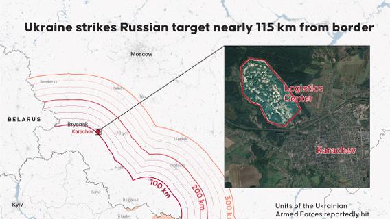 Ukraine strikes Russian target nearly 115 km from border