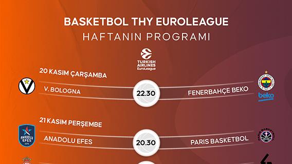 Basketbol THY Avrupa Ligi'nde haftanın programı