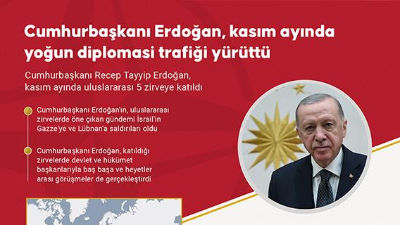 Cumhurbaşkanı Erdoğan, kasım ayında yoğun diplomasi trafiği yürüttü