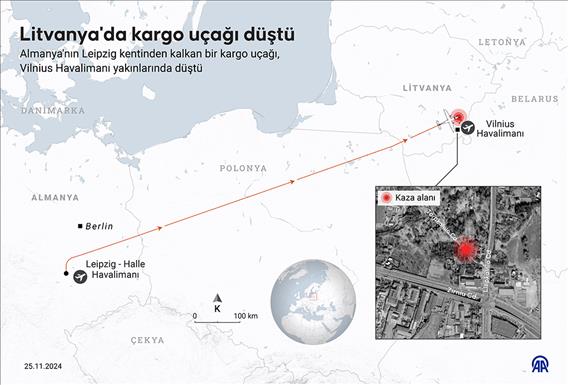 Litvanya'da kargo uçağı düştü