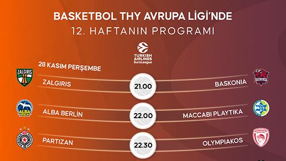 Basketbol THY Avrupa Ligi'nde 12. hafta heyecanı başlıyor