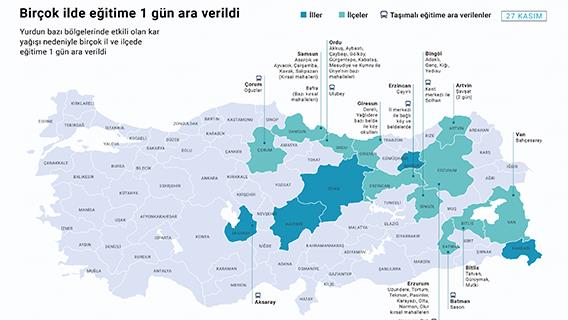 Birçok ilde eğitime 1 gün ara verildi