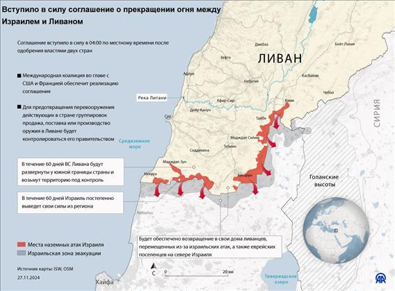 Вступило в силу соглашение о прекращении огня между Израилем и Ливаном