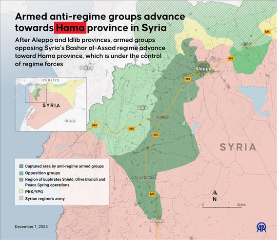 Armed anti-regime groups advance toward Hama province in Syria