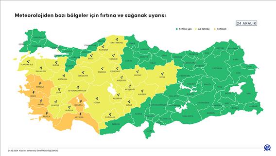 Meteorolojiden bazı bölgeler için fırtına ve sağanak uyarısı