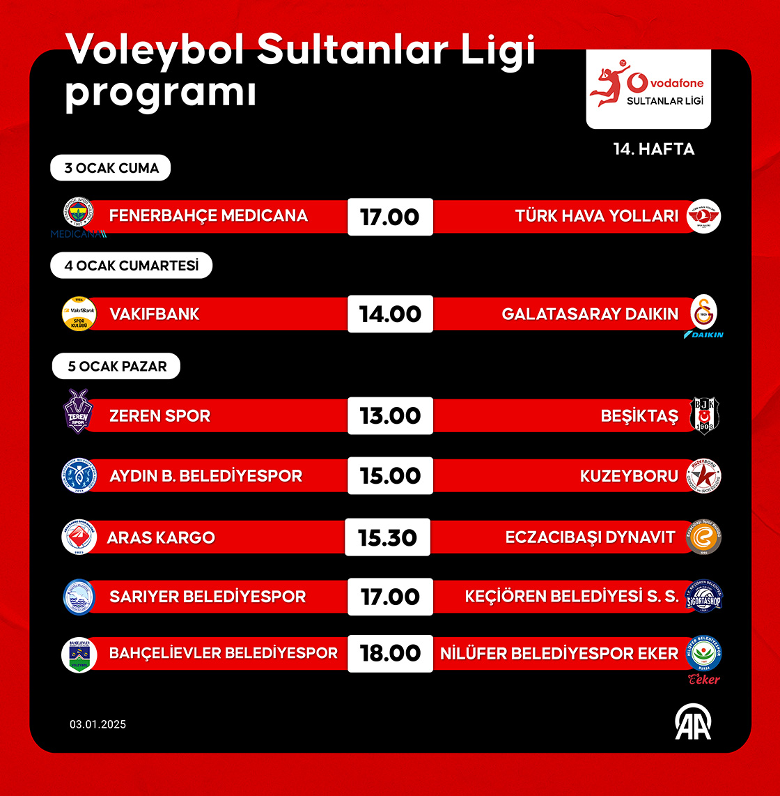 Voleybol Sultanlar Ligi programı