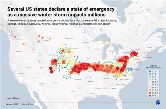 US states declare emergencies amid widespread winter storm