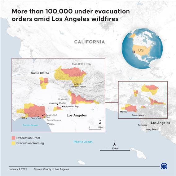 More than 100,000 under evacuation orders amid Los Angeles wildfires