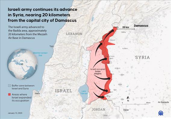 Israeli army continues its advance in Syria, nearing 20 kilometers from the capital city of Damascus