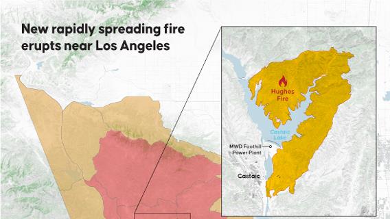 New rapidly spreading fire erupts near Los Angeles