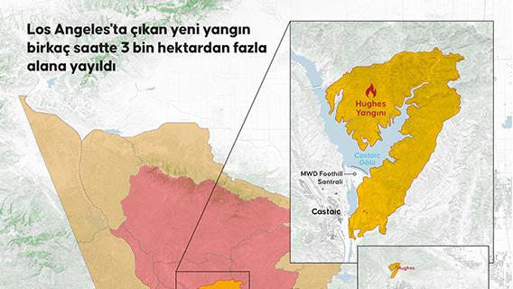 Los Angeles'ta çıkan yeni yangın birkaç saatte 3 bin hektardan fazla alana yayıldı