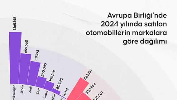 Avrupa Birliği’nde 2024 yılında satılan otomobillerin markalara göre dağılımı