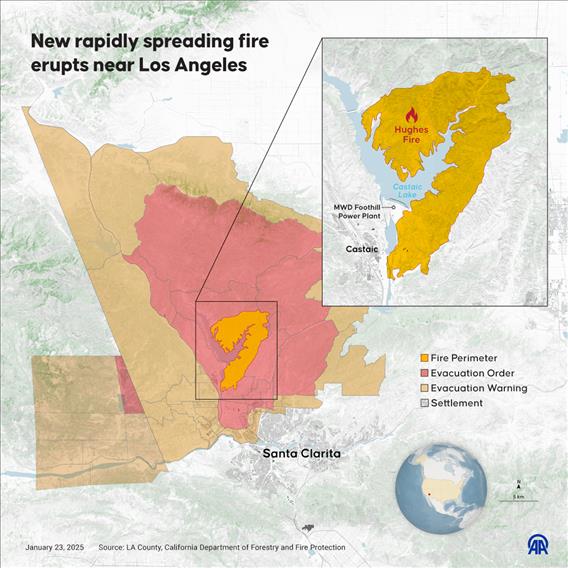 New rapidly spreading fire erupts near Los Angeles