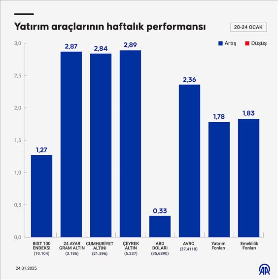 Yatırım araçlarının haftalık performansı