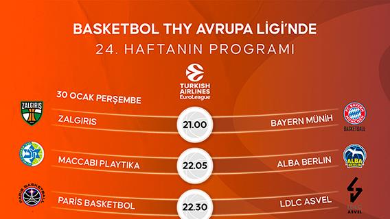 Basketbol THY Avrupa Ligi'nde 24. haftanın programı