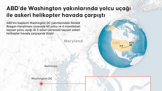 ABD'de Washington yakınlarında yolcu uçağı ile askeri helikopter havada çarpıştı