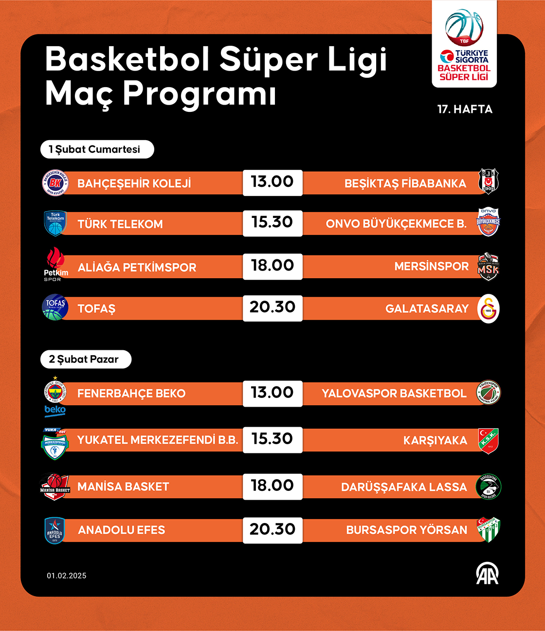 Basketbol Süper Ligi Maç Programı