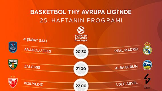 Basketbol THY Avrupa Ligi'nde 25. haftanın programı