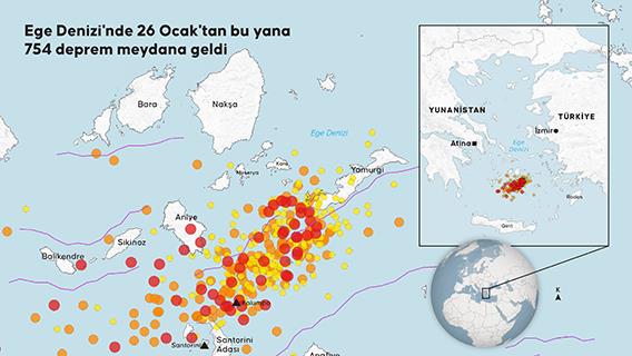 Ege Denizi'nde 26 Ocak'tan bu yana 754 deprem meydana geldi