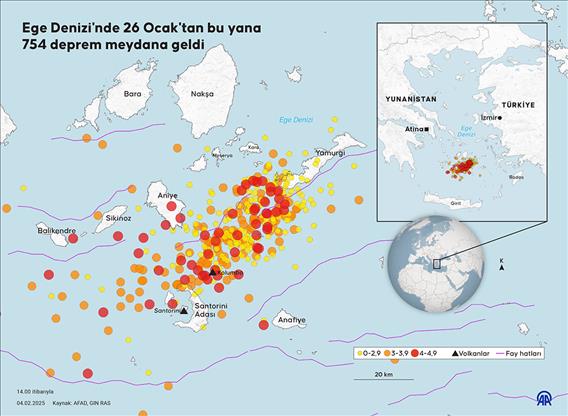 Ege Denizi'nde 26 Ocak'tan bu yana 754 deprem meydana geldi