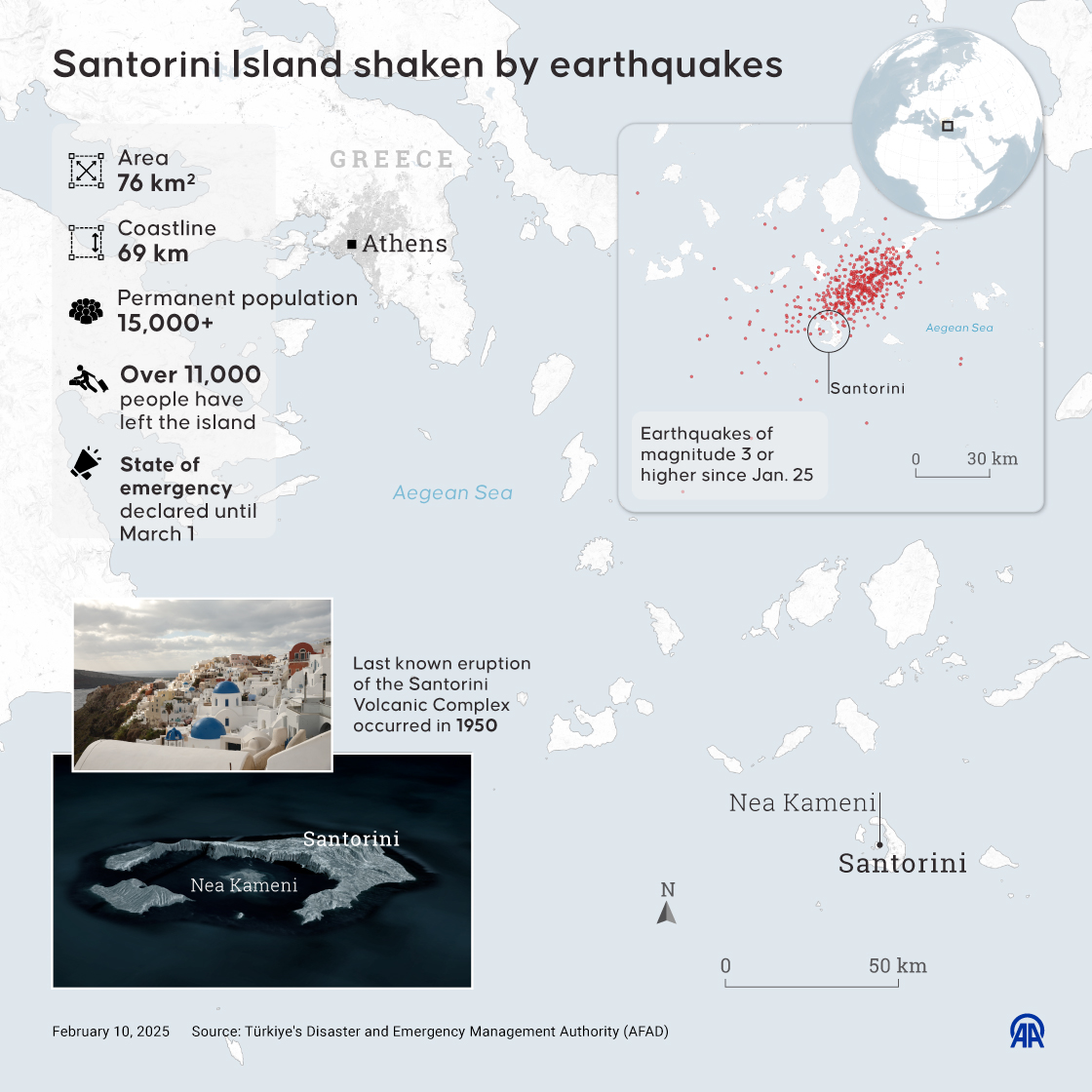 Santorini Island shaken by earthquakes